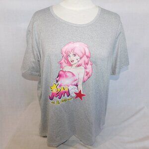 Jem and the Holograms Cartoon Band Womens 2XL Gray Graphic T Shirt